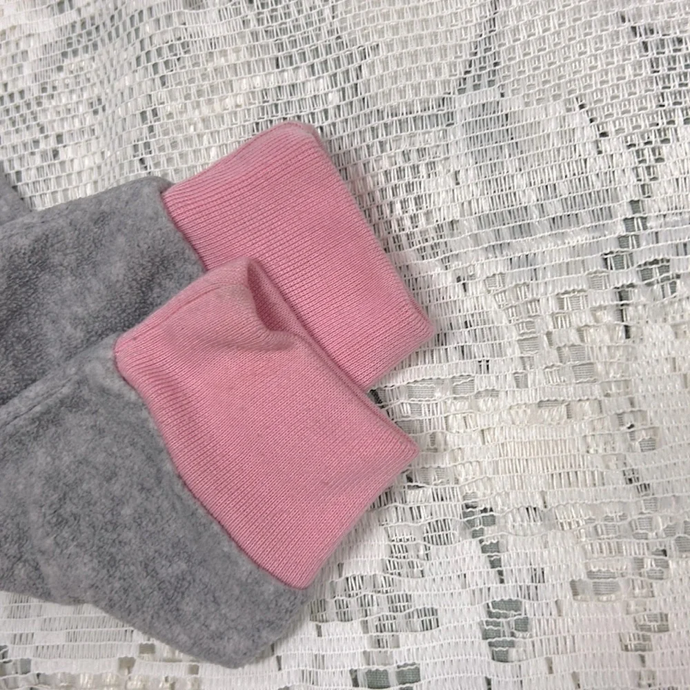 Carter’s | Puppy with Heart/3D Ears Fleece Onesie‎ Zipper Grays Pink Size…